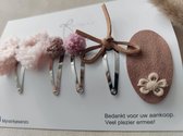 Bloemen clips suède bloemen 3cm voor babyhaar