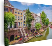 Artaza Canvas Schilderij Huisjes Aan De Oudegracht In Utrecht - 90x60 - Foto Op Canvas - Canvas Print
