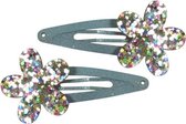 Haarspeld Klikklak Glitter Bloem Blauw