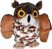 knuffel oehoe junior 13 cm pluche bruin