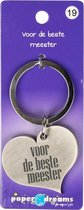 sleutelhanger Meester hart 10 x 4 cm ijzer zilver