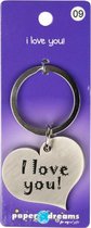 sleutelhanger I Love You hart 10 x 4 cm ijzer zilver