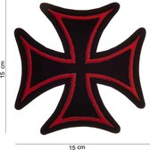 Embleem Stof Maltezer Kruis zw/rood Middel