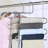Slimme klerenhanger van WDMT™ | Multifunctionele broek hanger | Voor 5 broeken per hanger | S-vorm | Zilver