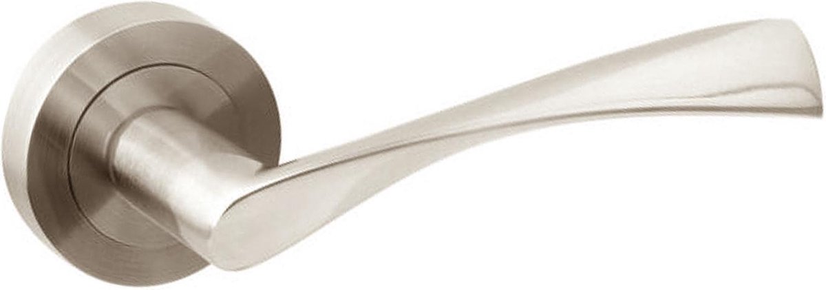 Emuca Klinken Twist voor binnendeur, met rozet D.50 mm, Aluminium, satijnnikkel, 1 set.