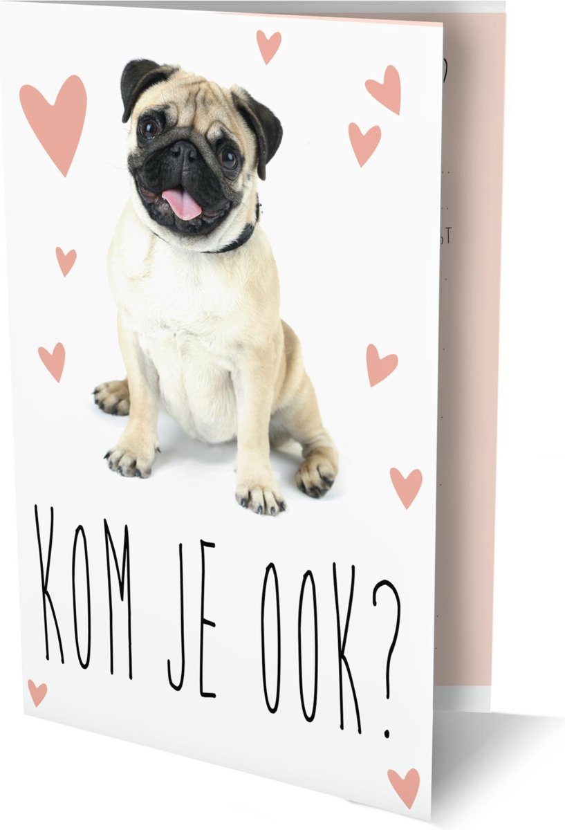 Uitnodigingskaarten - Mopshondje - 6st.