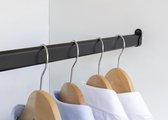 Eleganca kledingstang  - kledingroede - stevig zwart aluminium - ophangen van kleding - 90cm - inclusief kastroededragers en zwarte schroeven