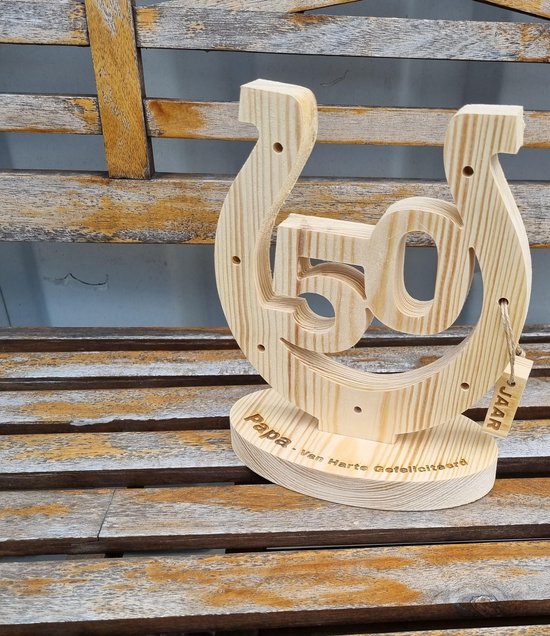 Era Wood - accessoires de maison en bois - fer à cheval plein de bonheur - avec numéros - étiquettes de suspension - bois d'épicéa massif