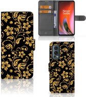 Telefoonhoesje OnePlus Nord 2 5G Bookcase Cadeau voor Oma Gouden Bloemen