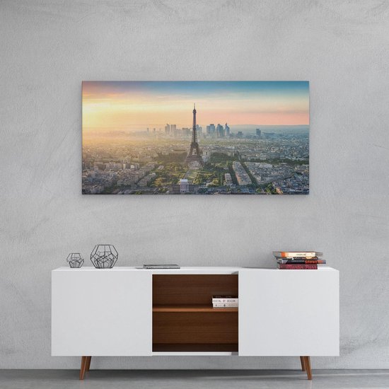 Artaza - Peinture sur toile - Skyline de Paris avec la Tour Eiffel - 100 x 50 - Groot - Photo sur toile - Impression sur toile