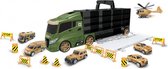 autotransporter Army 42 cm zwart/legergroen 16-delig