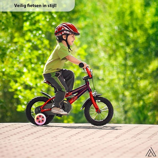 ARTIVIZION Universele Zijwieltjes - Incl. Installatie Set - Led Lichtjes - Kinderfietsaccessoires - Extra Ondersteuning en Stabiliteit - Geschikt voor 12/14/16/18/20 Inch Kinderfiets - Jongens en Meisjes - Rood van ARTIVIZION — afbeelding 4