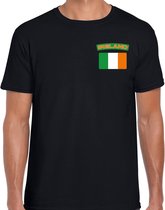 Ireland t-shirt met vlag zwart op borst voor heren - Ierland landen shirt - supporter kleding L