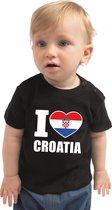 I love Croatia baby shirt zwart jongens en meisjes - Kraamcadeau - Babykleding - Kroatie landen t-shirt 80 (7-12 maanden)