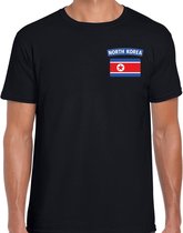 North-Korea t-shirt met vlag zwart op borst voor heren - Noord-Korea landen shirt - supporter kleding S