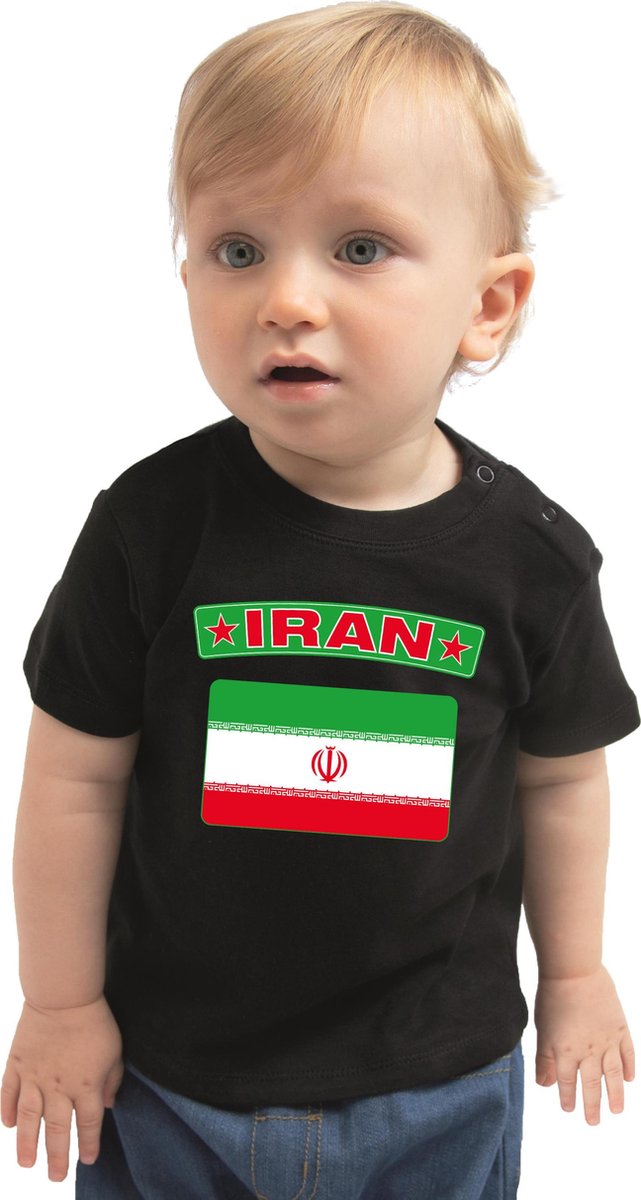 Iran baby shirt met vlag zwart jongens en meisjes - Kraamcadeau - Babykleding - Iran landen t-shirt 74