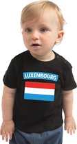 Luxembourg baby shirt met vlag zwart jongens en meisjes - Kraamcadeau - Babykleding - Luxemburg landen t-shirt 68 (3-6 maanden)