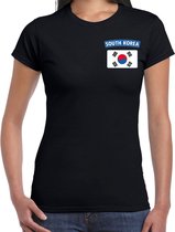 South-Korea t-shirt met vlag zwart op borst voor dames - Zuid-Korea landen shirt - supporter kleding XS