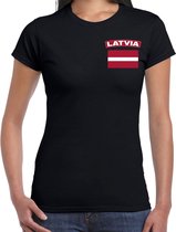 Latvia t-shirt met vlag zwart op borst voor dames - Letland landen shirt - supporter kleding XL