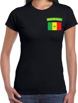 Senegal t-shirt met vlag zwart op borst voor dames - Senegal landen shirt - supporter kleding L