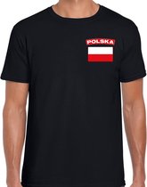 Polska t-shirt met vlag zwart op borst voor heren - Polen landen shirt - supporter kleding L