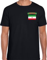 Iran t-shirt met vlag zwart op borst voor heren - Iran landen shirt - supporter kleding M