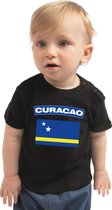 Curacao baby shirt met vlag zwart jongens en meisjes - Kraamcadeau - Babykleding - Curacao landen t-shirt 80 (7-12 maanden)