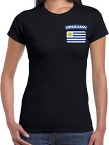 Uruguay t-shirt met vlag zwart op borst voor dames - Uruguay landen shirt - supporter kleding M