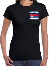 Serbia t-shirt met vlag zwart op borst voor dames - Servie landen shirt - supporter kleding 2XL