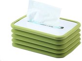 Groene Opvouwbare Tissuebox - Siliconen Bewaardoos voor de tissues - Opvouwbaar formaat - 20 x 13 x 11 cm