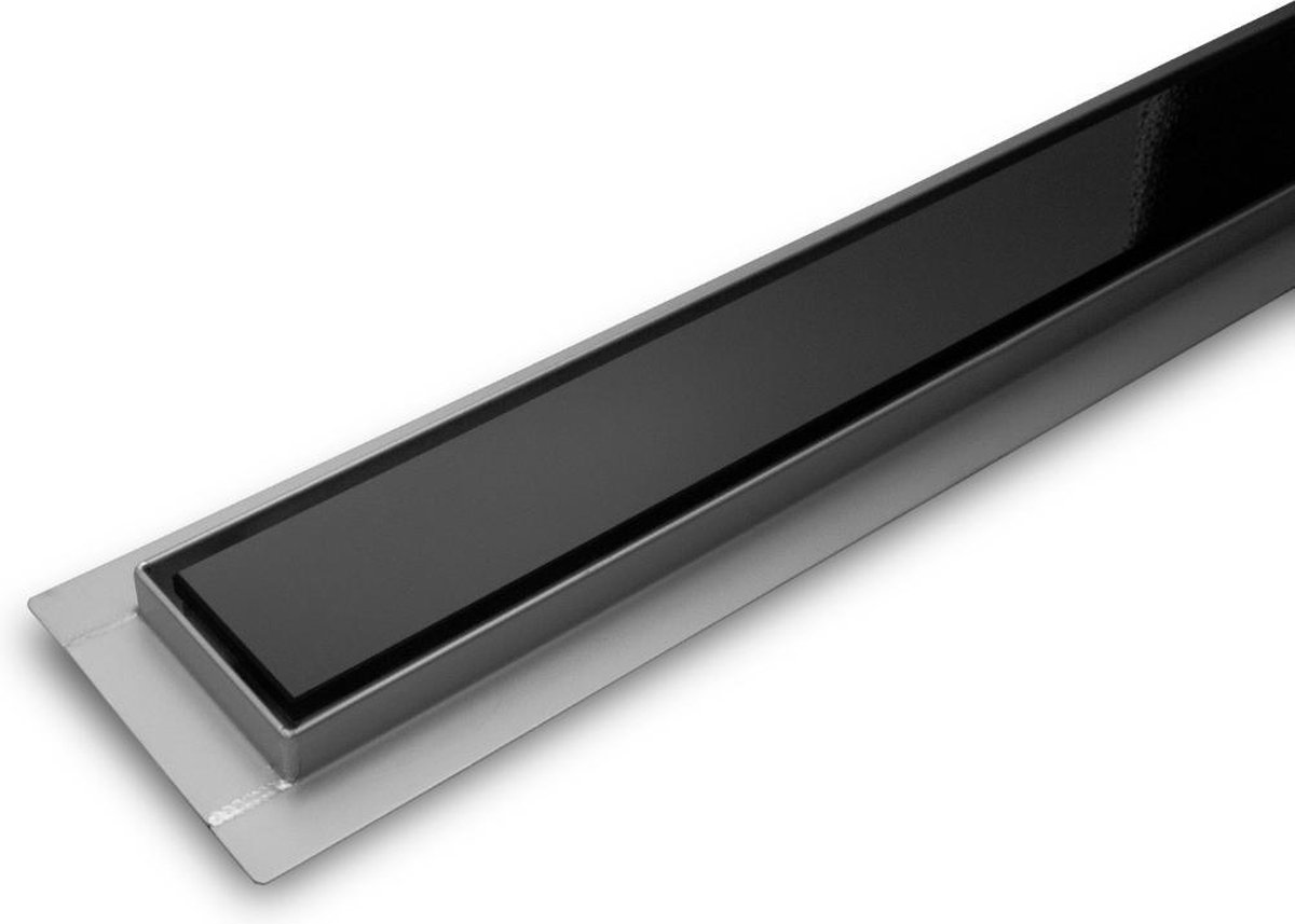 Dynamic Way douchegoot - 800 x 70 mm met flens zwart glas