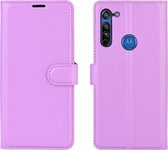 Motorola Moto G8 Hoesje - Mobigear - Classic Serie - Kunstlederen Bookcase - Paars - Hoesje Geschikt Voor Motorola Moto G8