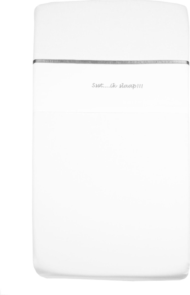 Briljant Baby Laken Ledikant Ssst …. ik slaap - 100x150 - borduur - Grijs