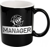 mok Black & White Manager 330ml keramiek zwart/wit