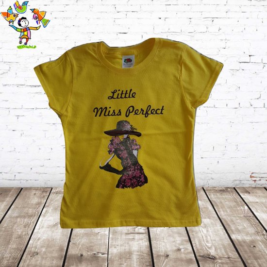 T-shirt Miss Perfect geel -Fruit of the Loom-146/152-t-shirts meisjes