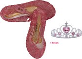 Het Betere Merk - Roze prinsessenschoenen klittenband - voor bij je Frozen jurk - maat 28 - vallen 1-2 maten kleiner - Giftset voor bij je Prinsessenjurk - binnenzool 17 cm + Kroon