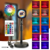 Sunset Lamp - RGB - 16 Kleuren - Met Afstandsbediening - Sunset - 2021 model - Galaxy Projector - Lamp - Sterren Projector - Tafellamp - Wake Up Light - Led Lamp - Golden Hour Lamp - TikTok l