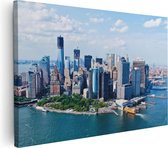 Artaza Canvas Schilderij New York Als Een Eiland Vanuit De Lucht - 120x80 - Groot - Foto Op Canvas - Canvas Print