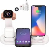 4-in-1 Draadloze Oplader – inclusief snellader- wireless charger for iPhone, iWatch en AirpodsPro - oplaadstation apple - docking station - Wit- oplader Iphone