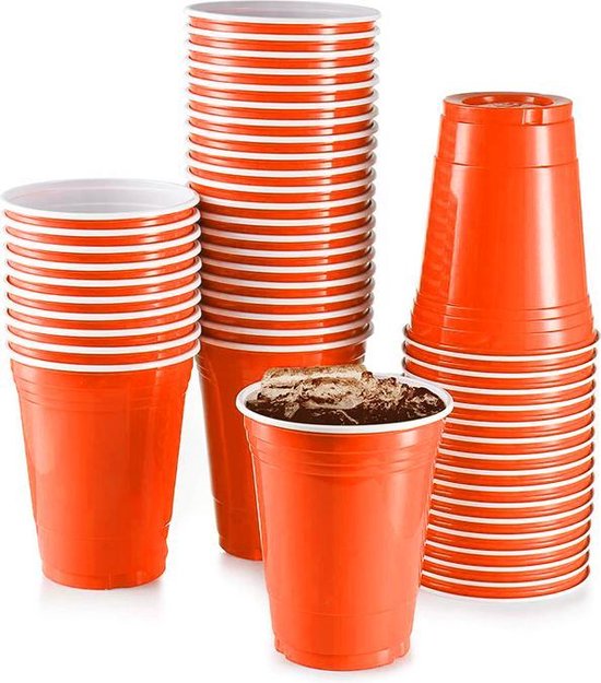 Oranje Cups - 50stuk(s) - 475ml - Party Cups - Beerpong  - Drankspel - Beerpong Bekers - Plastic Cups