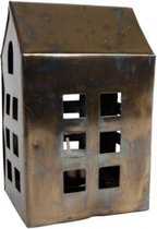 theelichthouder House 7,5 x 6,5 cm staal brons
