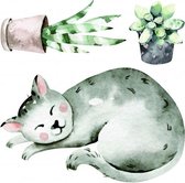 muursticker Watercolour Cats vinyl 8-delig