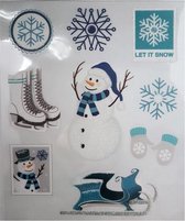 stickervel kerst 28,5 x 34,5 cm blauw/wit 9-delig