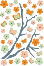 muursticker Japanese 3D PVC groen/oranje 35-delig