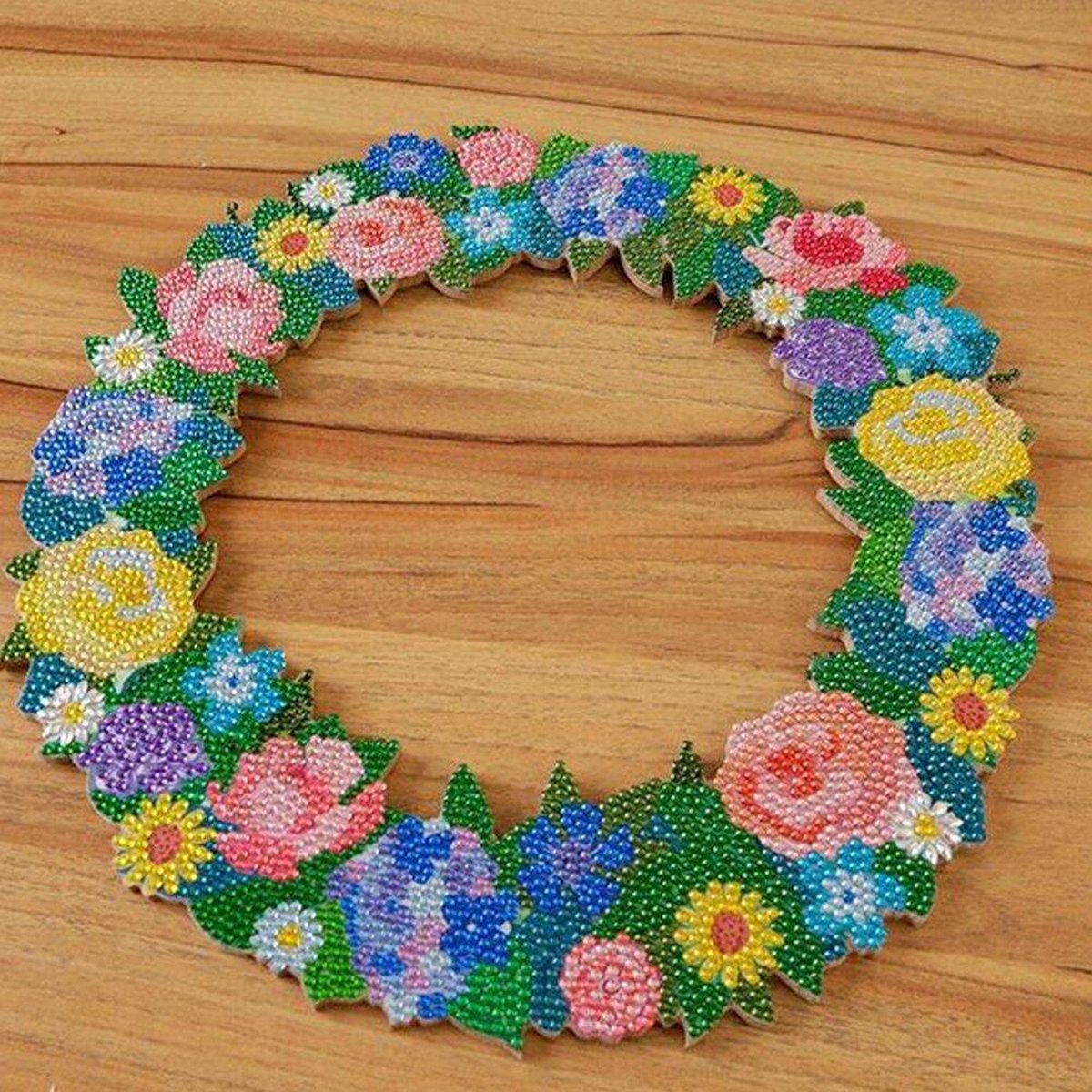Diamond painting acrylic krans 30x30 cm - Bloemen