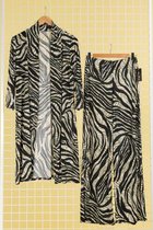 2 delige Set, Vest met Palazzo Broek, Zwart/Smaragdgroen, Zebra Print
