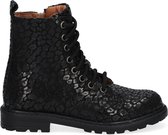 Braqeez 419771-689 Meisjes Biker Boots - Zwart/Print - Leer - Veters