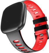 Q-DESYN Fitbit Versa 3 - Fitbit Sense Sport bandje - Zwart/Rood - Siliconen - S