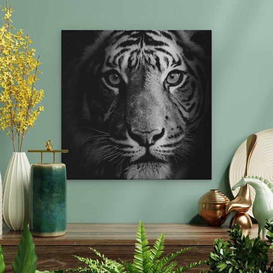 Artaza - Peinture sur toile - Tête de tigre - Tigre - Zwart Wit - 30x30 - Klein - Photo sur toile - Impression sur toile