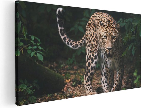 Artaza Canvas Schilderij Luipaard In Het Bos - 80x40 - Foto Op Canvas - Canvas Print